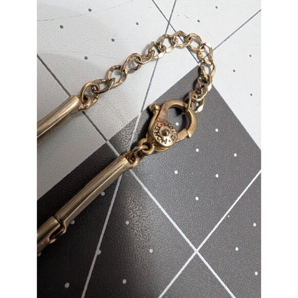 Monet golden tone champagne color rhinestone leaf paisley drop 18" Vtg 70s - Picture 7 of 15